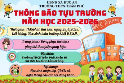 THÔNG BÁO TỰU TRƯỜNG NĂM HỌC 2025-2026