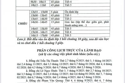 KHUNG THỜI GIAN HOẠT ĐỘNG TRONG NGÀY