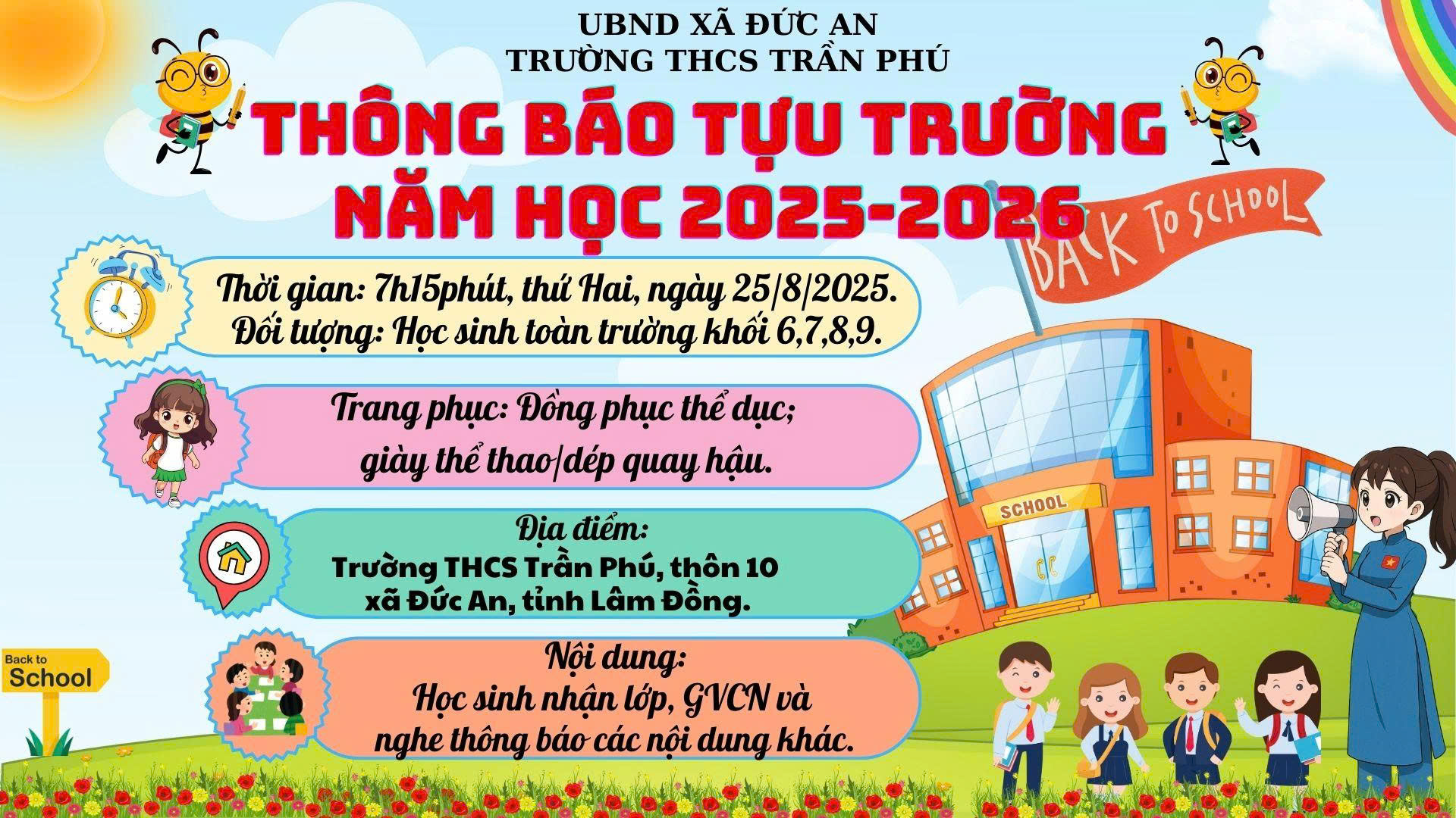 THÔNG BÁO TỰU TRƯỜNG NĂM HỌC 2025-2026